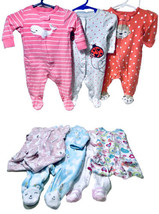 Carter&#39;s &amp; Koala Baby Girls Size 3M Lot Of 7 Cotton &amp; Fleece Footed Sleepers - £21.53 GBP