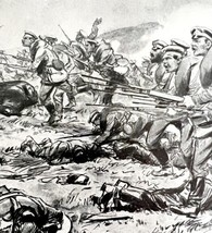 Russian Infantry Soldiers Advancing Austrians Under Fire WW1 Print 1917 SmDwC5 - £23.20 GBP