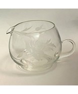 Vintage Hand-Blown Clear Glass Creamer Floral Etched with a Rose - $222.50 MXN