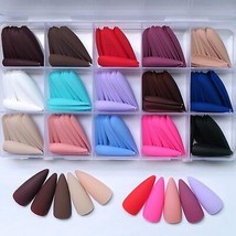 300pc Matte Stiletto Press on Nails Long Pointy Colored Fake Nail Tips Full Cove - £19.53 GBP