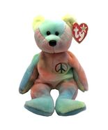 TY Beanie Babie Peace The Tie-Dyed, Rainbow Bear 8 inches DOB 2/1/1996 - $11.95