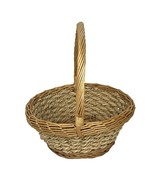 Round Basket with Handle Woven Wicker Wood Reed Rope Brown 15&quot; - $535.15 MXN