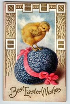 Easter Postcard Baby Chick On Large Decorated Egg Embossed Vintage Unposted - £10.60 GBP