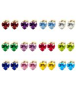Genuine 14k Yellow Gold CZ 5mm Heart Birthstone Screwback Safety Earring Studs - $78.00