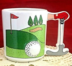 3D whimsical novelty golf ball &amp; club shaped handle coffee tea 14 Oz. Mug - £4.75 GBP