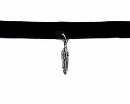 Mia Jewel Shop Silver Metal Charm Dangle Black Velvet Ribbon Strap Choker Adjust - £7.03 GBP