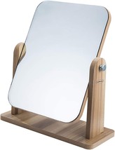 Wooden Desk Mirror Single-Sided Makeup Mirror 360 Degree Swivel Mirror,Portable - £32.24 GBP