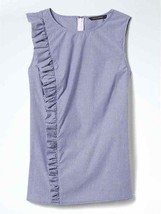 New Banana Republic Blue White Striped Ruffle Ruched Sleeveless Blouse Top 6 - £31.14 GBP