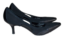 Circa Joan &amp; David BLACK LEATHER FABRIC Stretch Nylon Heels Pump Women 8... - $24.99