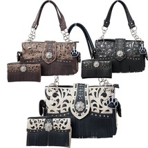 Western Handbag Rhinestone Concho Buckle Fringe Concealed Carry Purse Wa... - £46.51 GBP+