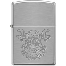 Zippo Lighter - Skull With Wrenches Brushed Chrome - 853942 - $29.07