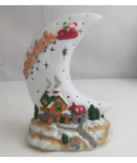 Brinnco Christmas Ceramic Light Crescent Moon Village 6.5&quot; Christmas Dec... - $4.90