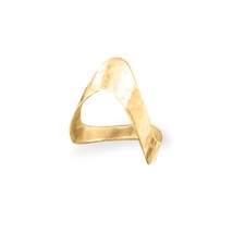 Wide Chevron V Hammered Band 14k Yellow Gold Plated Stackable Women&#39;s Ring - £82.88 GBP