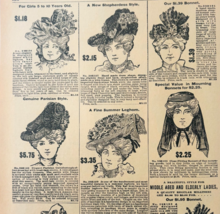 1901 Ladies Hats Bonnets Leghorn Reproduction Advertisement Sears Fashio... - $19.99