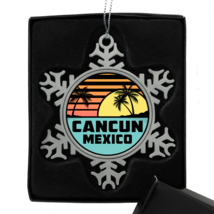 Pewter Finish Christmas Ornament Cancun Mexico Tropical Beach Ocean Souvenir 3&quot; - £15.02 GBP