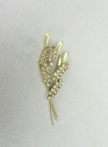 Vintage Costume Jewelry, Silver Tone, Rhinestones, Teardrop Pearls Buds PIN239 - £10.02 GBP