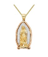 Genuine 14k Two-Tone Gold 0.86&quot; Our Lady of Guadalupe Pendant Necklace 1... - $440.00+