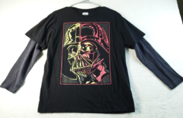 Star Wars T Shirt Men Size Medium Black Knit Long Sleeve Round Neck Darth Vader - £12.69 GBP