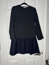 COS A-Line Black /Blue Contrast Waist Zipped Knee-Length Wool Blend Dres... - $1,035.11 MXN