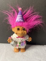 Russ Berrie Birthday Troll Doll Vintage Bday Hat Present Dress - $8.15