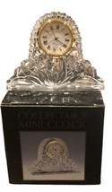 VINTAGE Collectable Mini Clock Quartz Clock 24% Lead Crystal With Original Box - $14.85