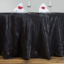 Black Pintuck 120&quot;&quot; Round Tablecloth Wedding Party Home Kitchen Supplies Sale Gi - £29.86 GBP