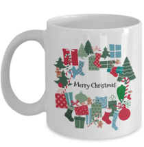 Merry Christmas Trees Presents Colorful Cute Coffee Mug Tea Cup Gift Ceramic 11 - £15.62 GBP