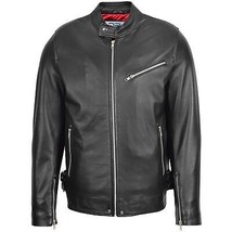DR141 Men&#39;s Biker Sheep Leather Jacket Black - £127.00 GBP