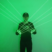 Green Laser Beam Flash Gloves Laser Finger Mechanical LED Light Bar Party - £47.76 GBP+