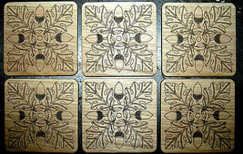 Beautiful 6 Piece Oak Leaf Wood Coaster Set White Oak Wood Kitchen Decor - £14.99 GBP