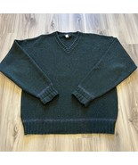 NORTH BAY OUTFITTERS Vintage Green V-Neck Sweater 85% Wool 15% Nylon Size L - $30.58 CAD
