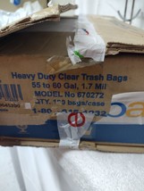 New, Global Industrial 670272 55-60 Gal Heavy Duty 1.7MIL 100 Clear Trash Bags - £47.59 GBP