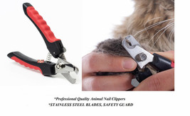 PRO GROOMER CAT NAIL CLIPPER with SAFETY GUARD Ergonomic Claw Trimmer Sc... - £11.98 GBP