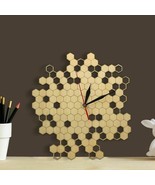 Honeycomb Nature Inspired Wooden Wall Clock Contemporary Style Laser Eng... - £32.86 GBP