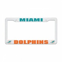 miami dolphins nfl team logo white plastic license plate frame made in usa - £23.97 GBP