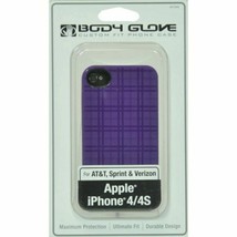 NEW Body Glove Grasp Case for iPhone 4 &amp; iPhone 4S Purple Plaid durable ... - £4.38 GBP