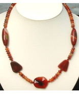 Banded Agate and Abstract Carnelian Beads in Unique Necklace  - €43,43 EUR