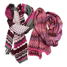 Lot of 2 Knit Scarves – Multicolor Chevron Stripes – a.n.a &amp; Unbranded - $372.80 MXN