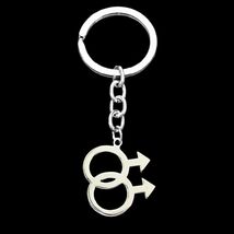 DOUBLE MALE SYMBOL KEYCHAIN Stainless Steel Metal Key Chain LGBT Gay Pri... - $5.95