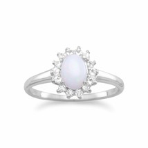 Oval Cut Topaz &amp; Australian White Opal Solitaire Bridal Ring 925 Sterling Silver - £165.61 GBP