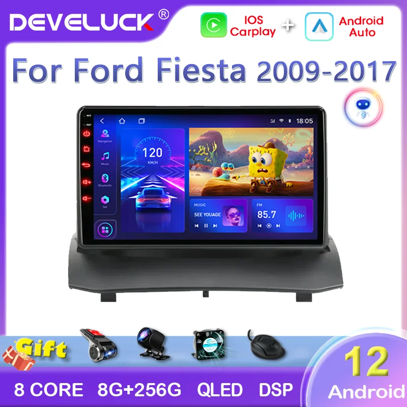 9" 2 Din Android 12 Car Radio for Ford Fiesta 2009-2017 Multimedia Player - $179.37+