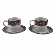 Vintage 1991 Vitromaster Metropolitan China Art Deco Revival Cups &amp; Sauc... - $11.95