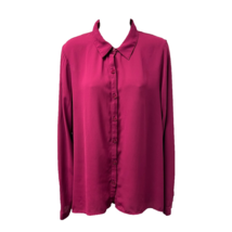 Maurices Womens Button Up Blouse Maroon Red Long Sleeve Collar Lace XL - £11.35 GBP