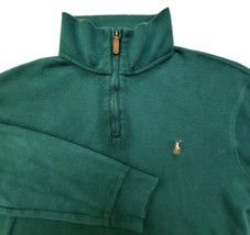 Polo Ralph Lauren Pima Estate Rib Sweater Mens Large Green Knit 1/4 Zip ... - $28.70