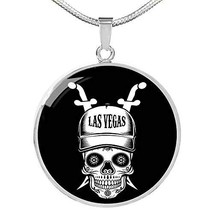 Express Your Love Gifts Vegas Sugarskull Circle Pendant Football Fan Necklace St - £43.05 GBP