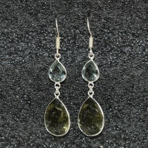 925 Sterling Silver Green Amethyst Gemstone Handmade Earrings Her Gift BES-1284 - £26.66 GBP