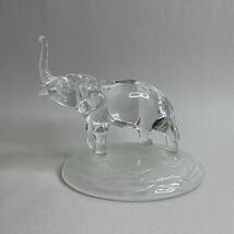 Vintage CRISTAL D&#39;ARQUES Lead Crystal Elephant Figurine on Frosted Base - $330.62 MXN