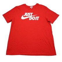 Nike Shirt Mens XL Red White Just Do It Short Sleeve Crew Neck Tee - £12.36 GBP