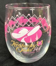 144th 2018 Kentucky Oaks Stemless Wine Glass.  Pink with Horses - £6.36 GBP
