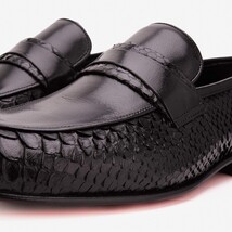 The Aurelio Black Python & Baby Buffalo Leather Penny Loafer image 3